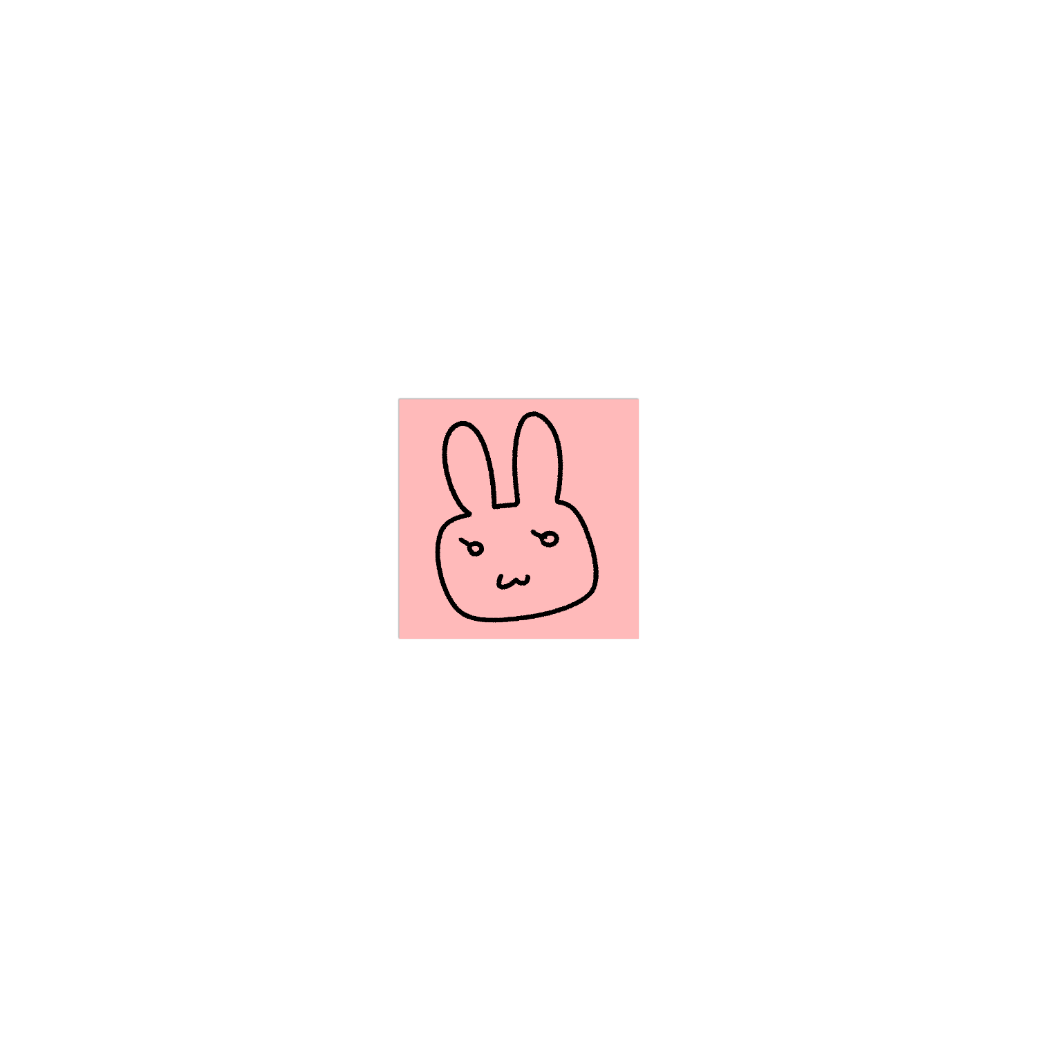 ゆるいうさぎ ホワイトフレークシール（正方形36枚）100×100mm