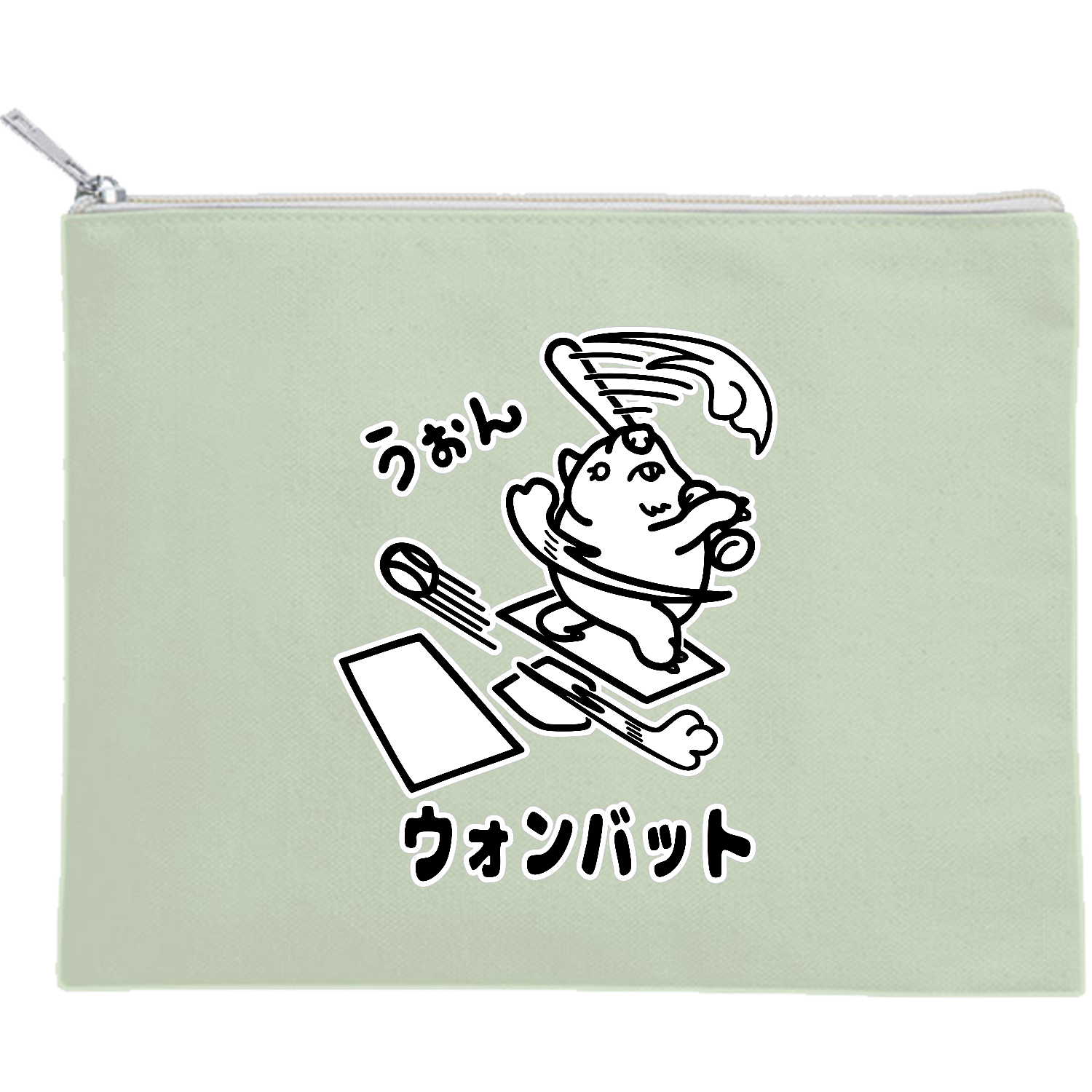 ウォンバット / モノクロVer キャンバスポーチ（M）【白プリント有】