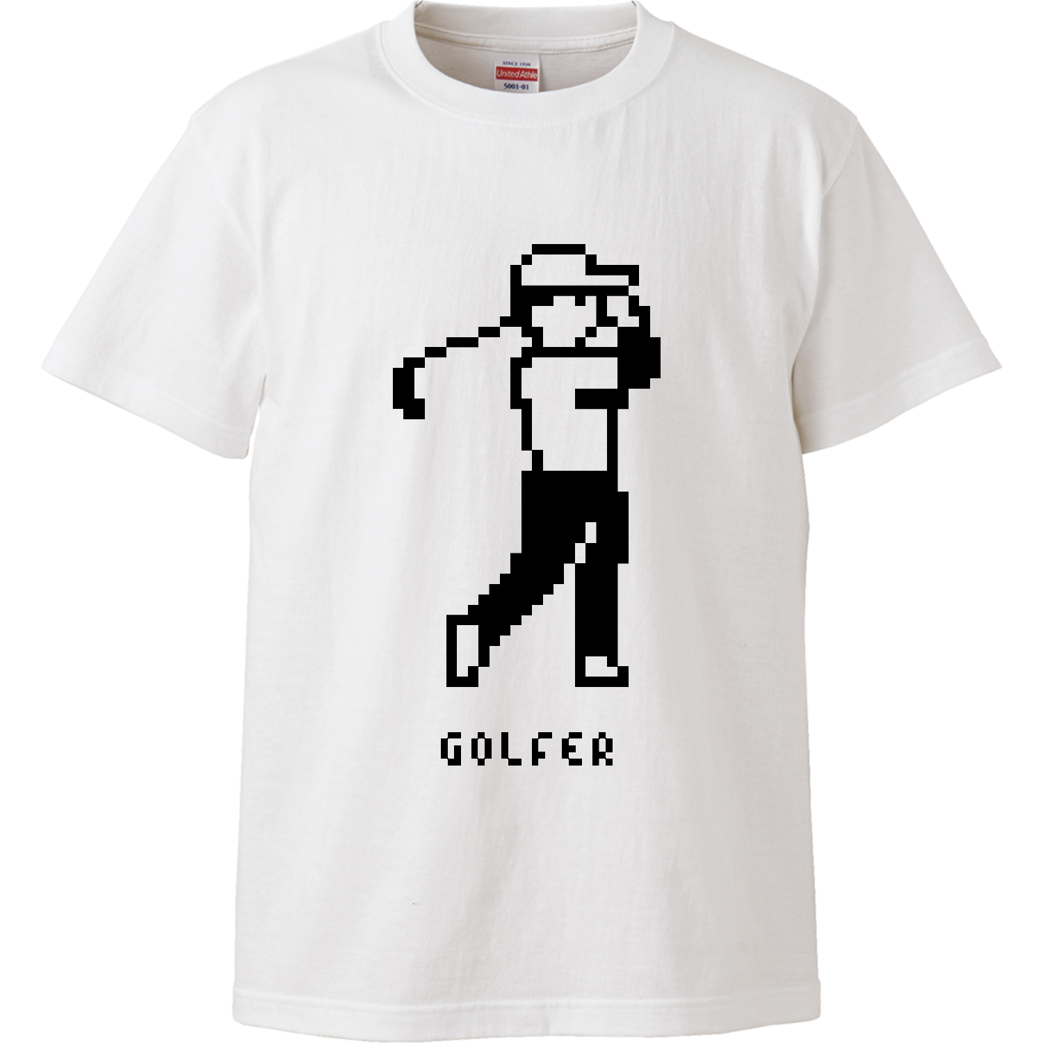 ゴルファー【シンプルドット絵】 ハイクオリティーTシャツ