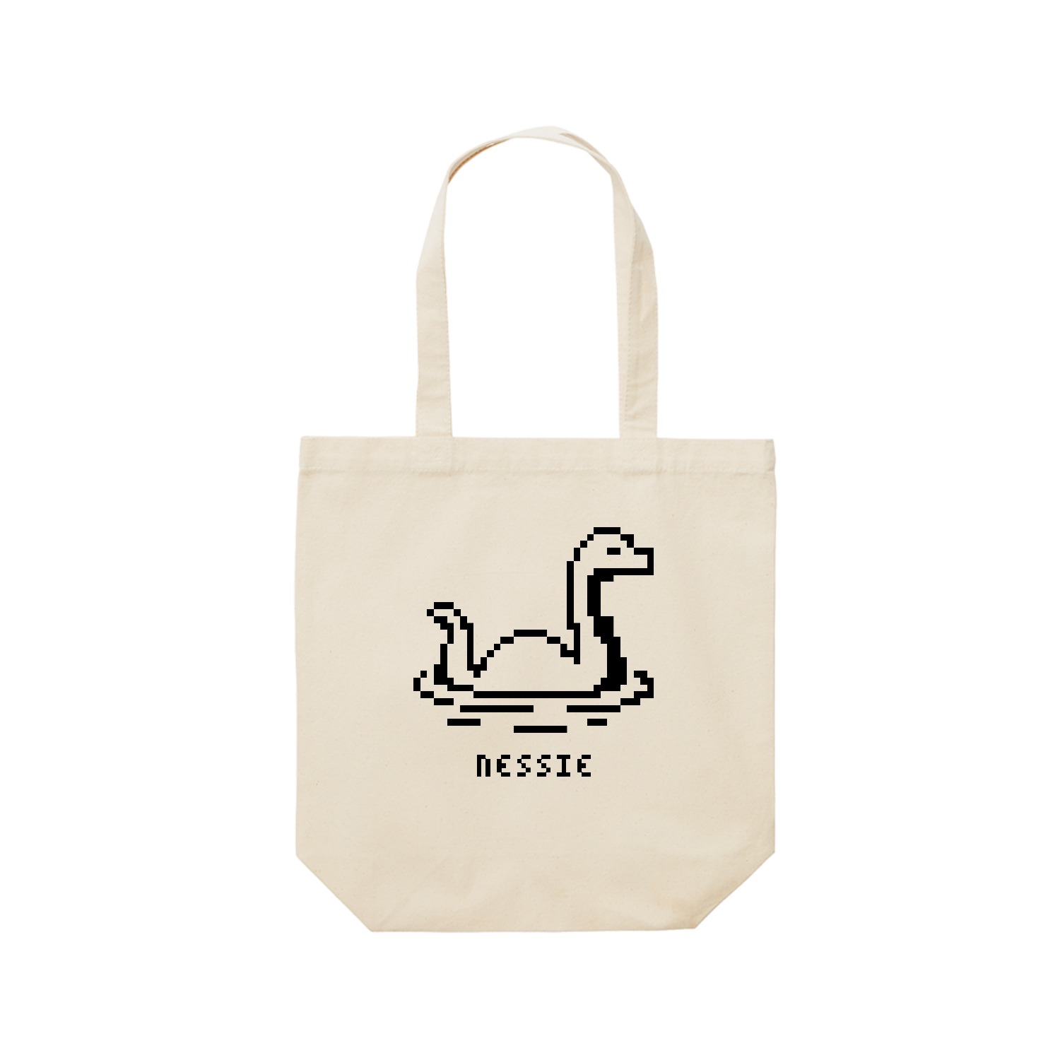 ネッシー【シンプルドット絵】 レギュラーキャンバストートバッグ(M) (フルカラー転写プリント)