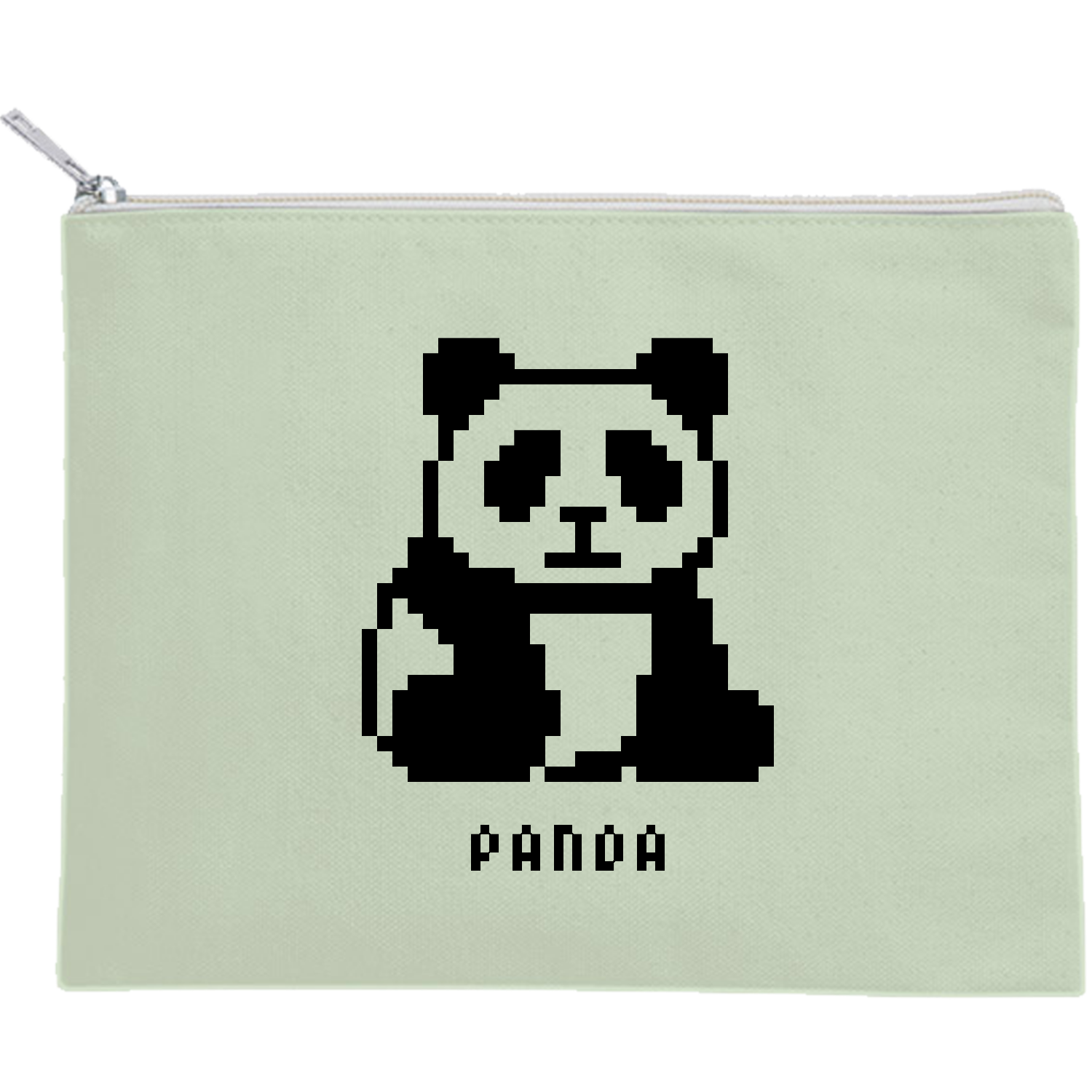 パンダ【シンプルドット絵】キャンバスポーチ（M）【白プリント有】の 