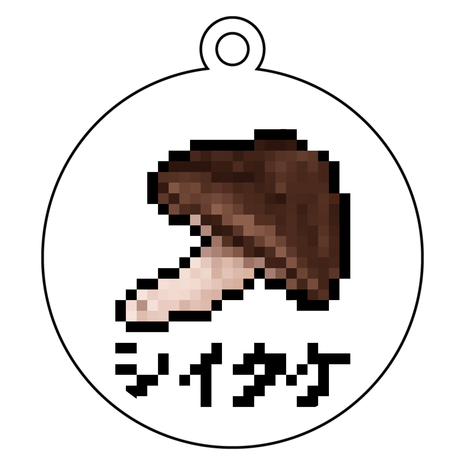 シイタケのドット絵 アクリルキーホルダー　丸型 (6cm)