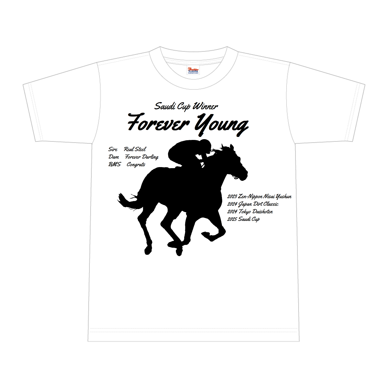 2025サウジカップ　Winner　黒文字、黒イラスト 全面インクジェットTシャツ(M)