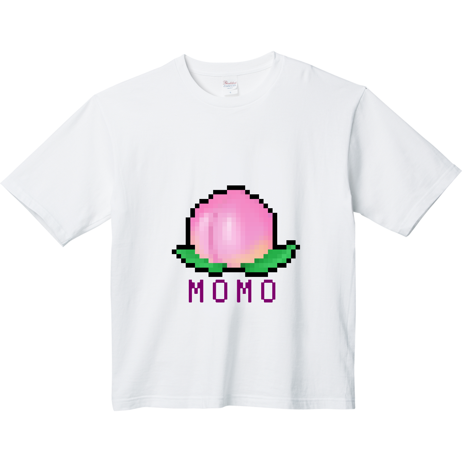 可愛い桃のドット絵 ヘビーウェイト ビッグシルエットTシャツ