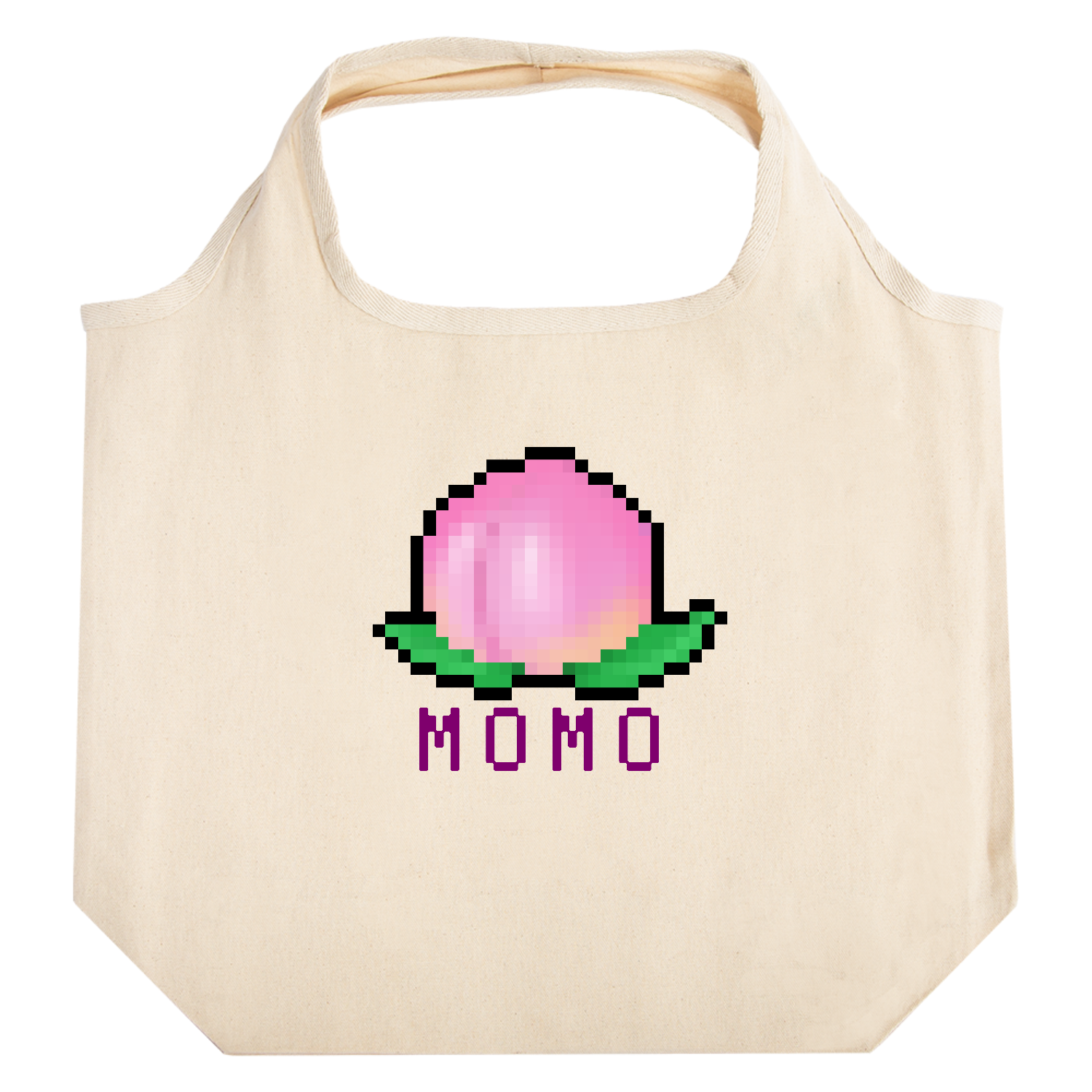 可愛い桃のドット絵 たためるマルシェ【白プリントあり】