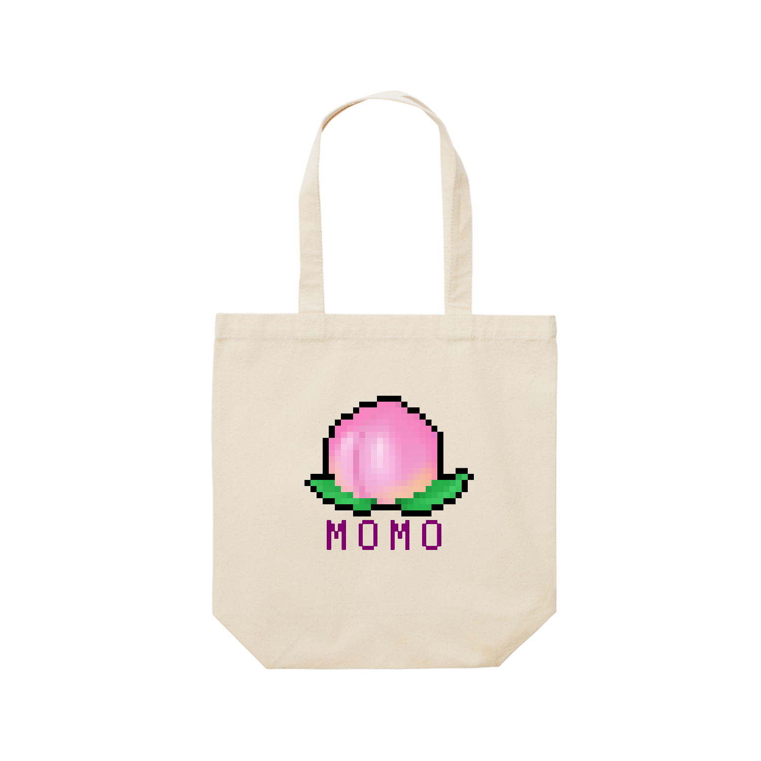 可愛い桃のドット絵 レギュラーキャンバストートバッグ(M) (フルカラー転写プリント)