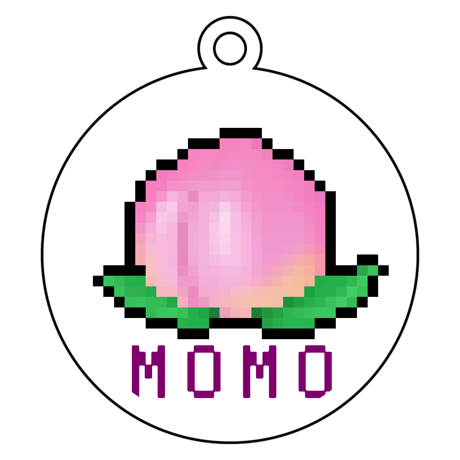 可愛い桃のドット絵 アクリルキーホルダー　丸型 (6cm)