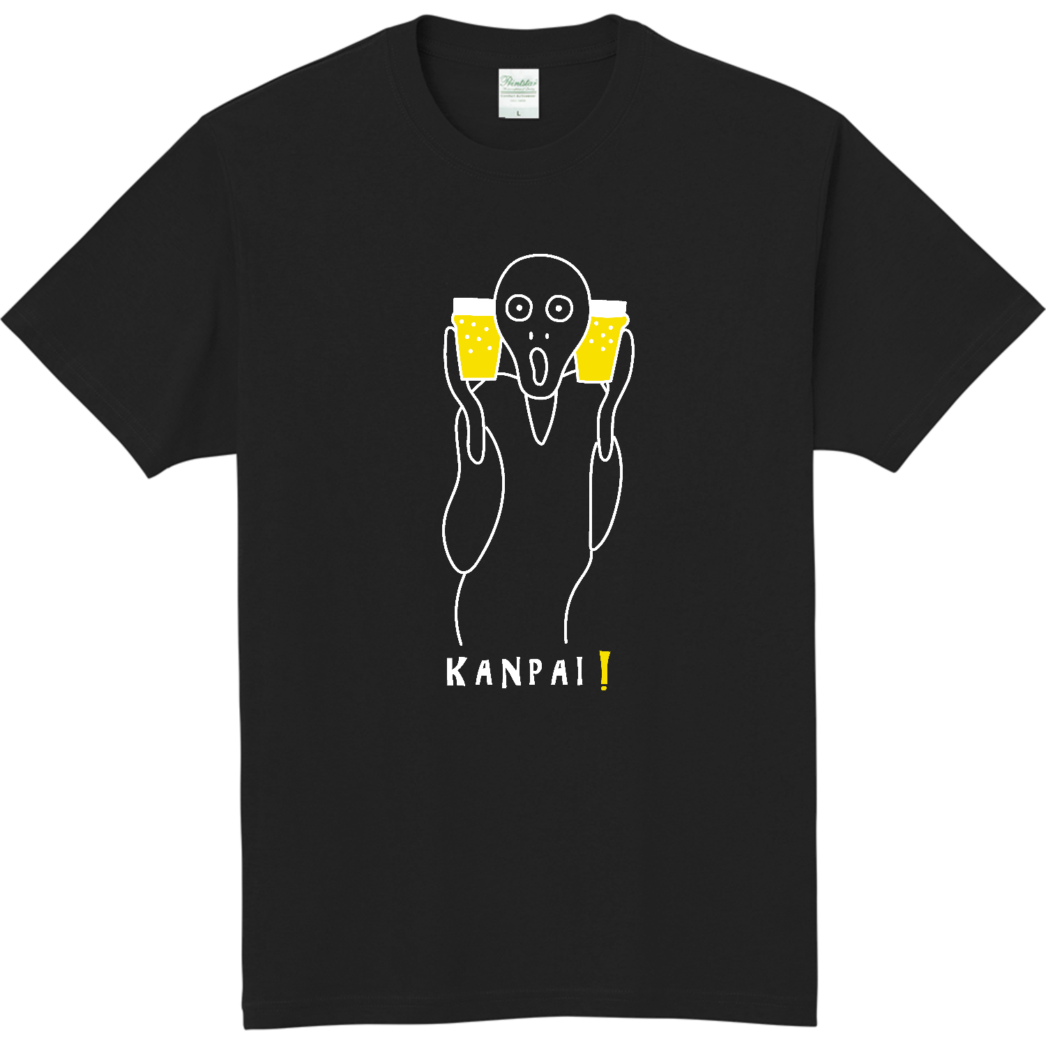 名画 × BEER（ムンクの叫び）白線画 | 軽量Ｔシャツ 軽量Ｔシャツ