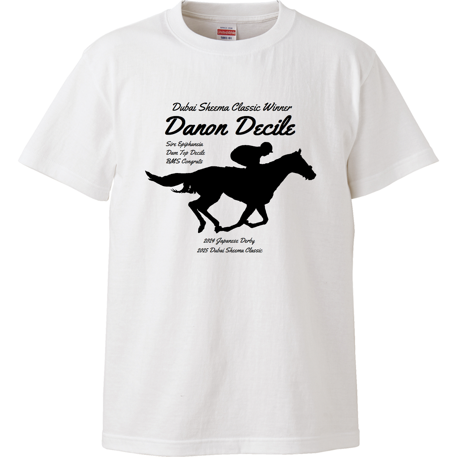 関税負担なし☆GIVENCHY エンブロイダードジャージーTシャツ 2025ドバイシーマクラシック Winner 黒文字、黒イラストハイ