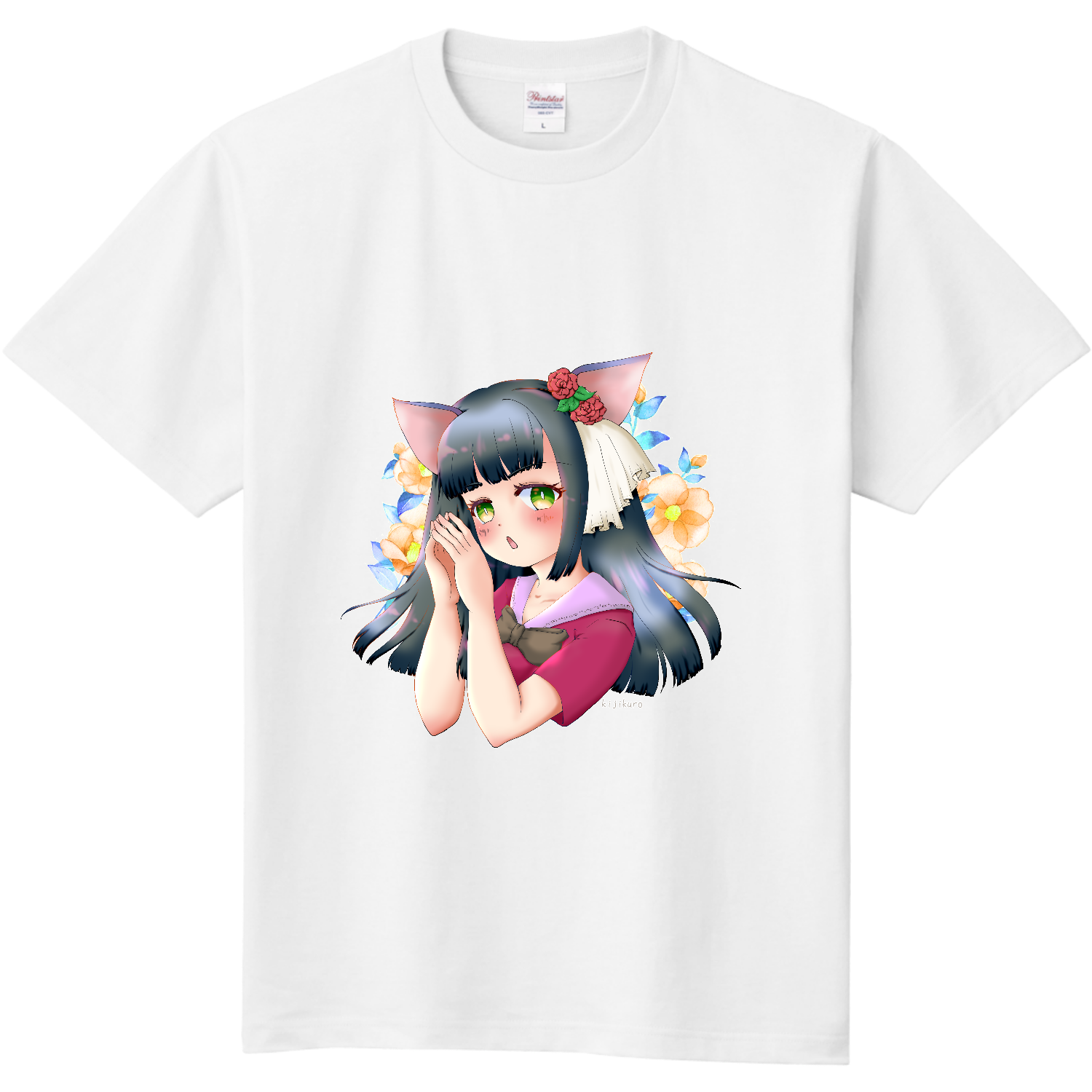 猫娘さん猫を被ってみた 定番Ｔシャツ