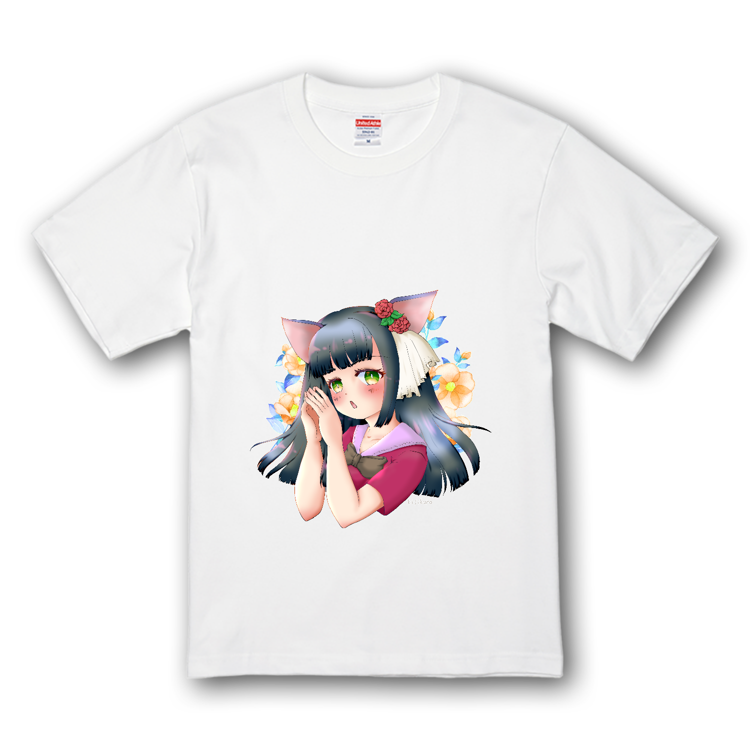 猫娘さん猫を被ってみた プレミアムTシャツ