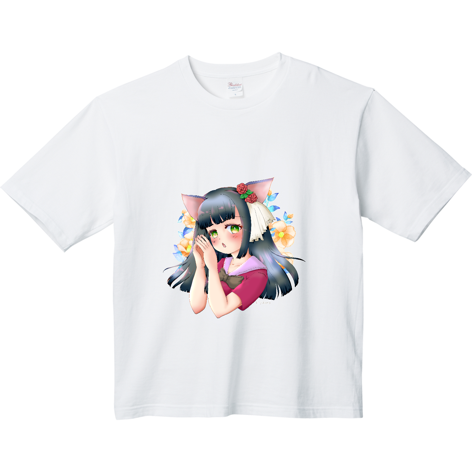 猫娘さん猫を被ってみた ヘビーウェイト ビッグシルエットTシャツ