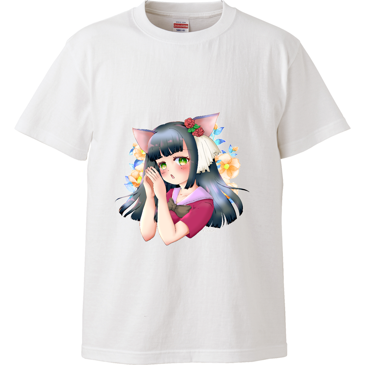 猫娘さん猫を被ってみた ハイクオリティーTシャツ