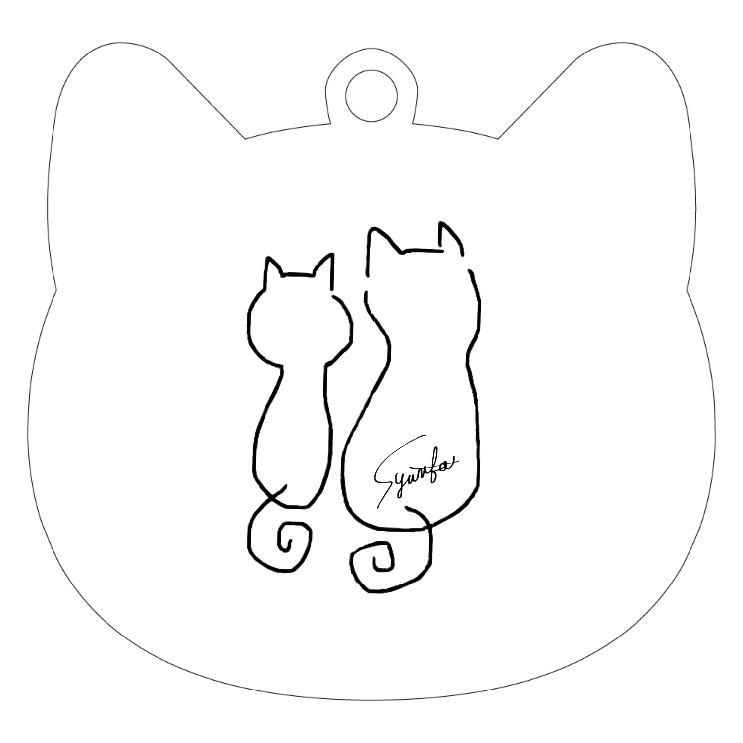 静かなひととき ネコ型アクリルキーホルダー(4cm)