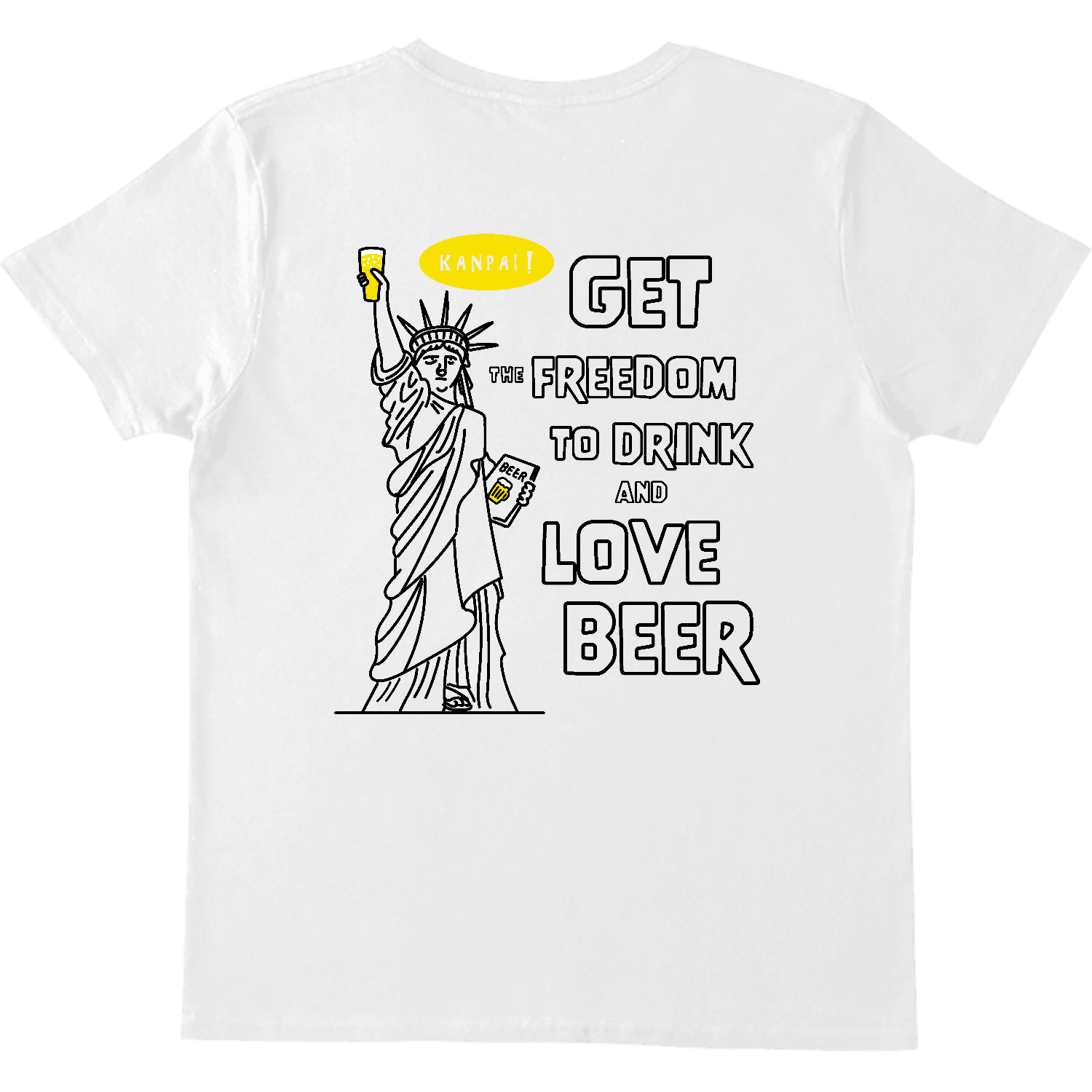 自由の女神×BEER 袋文字黒メッセージ バックプリント | ヘビーウェイトTシャツ ヘビーウェイトTシャツ