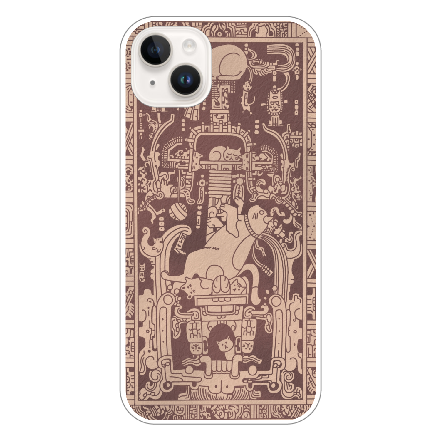 パレンケにゃんこ・スマホケース  for I-phone 14 plus iPhone14 Plus (白)