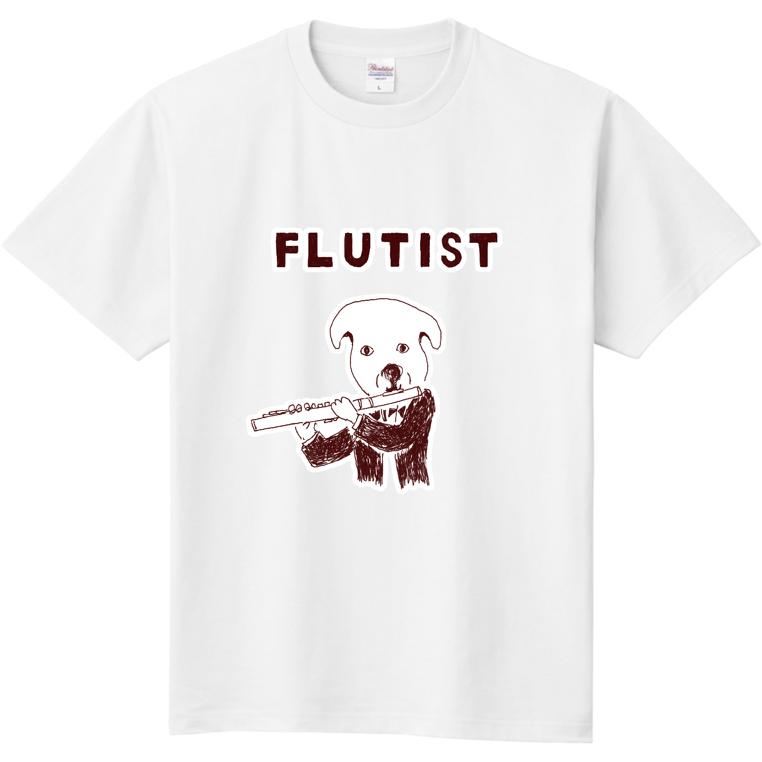 ラブラドール音楽デザイン「フルート奏者」 定番Ｔシャツ