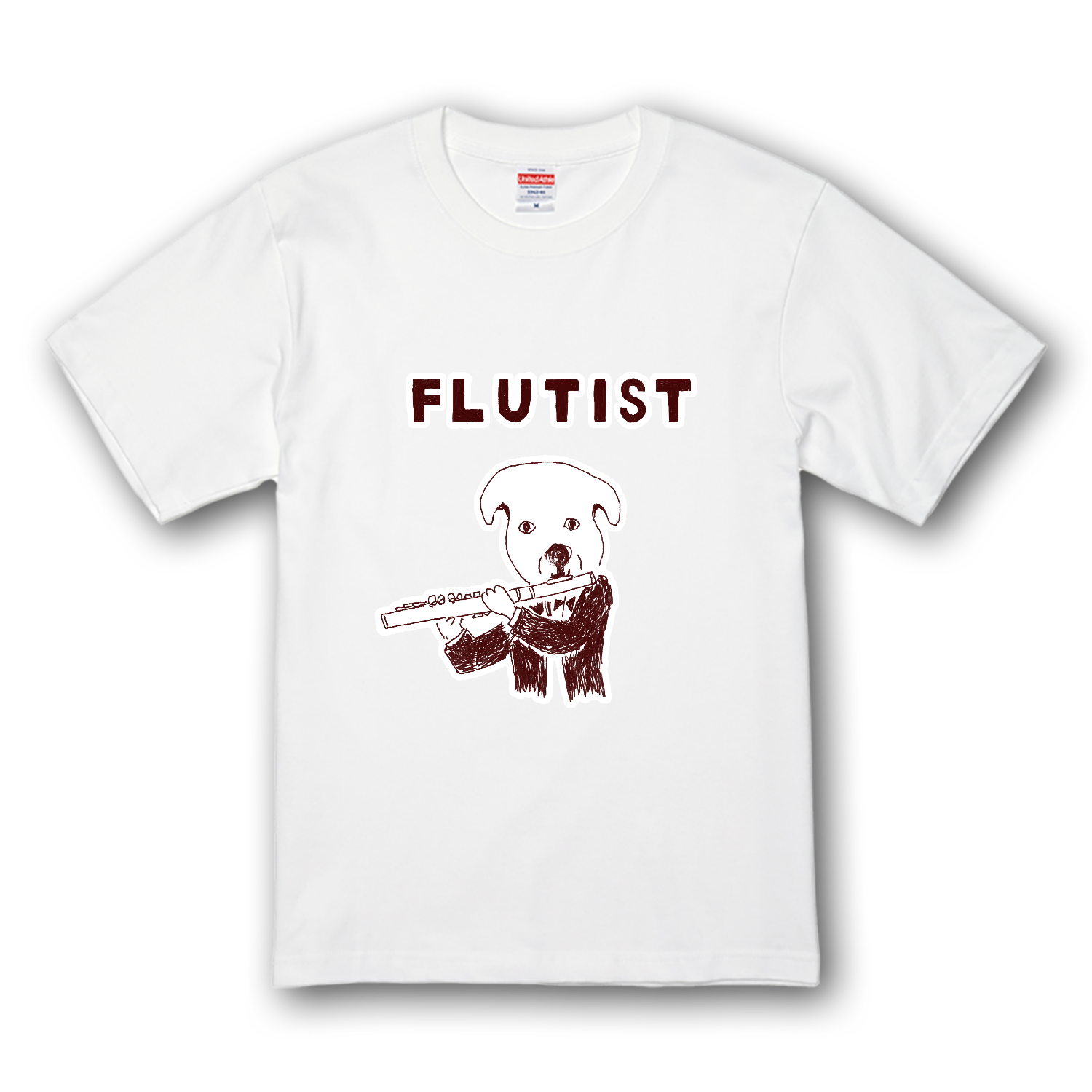 ラブラドール音楽デザイン「フルート奏者」 プレミアムTシャツ