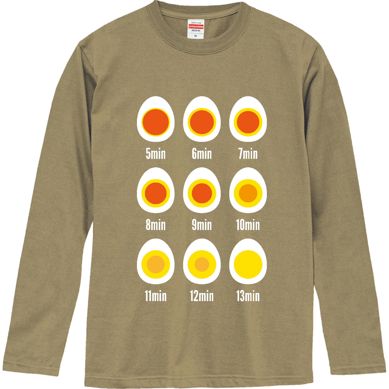 ゆで卵早見表 ロングスリーブTシャツ