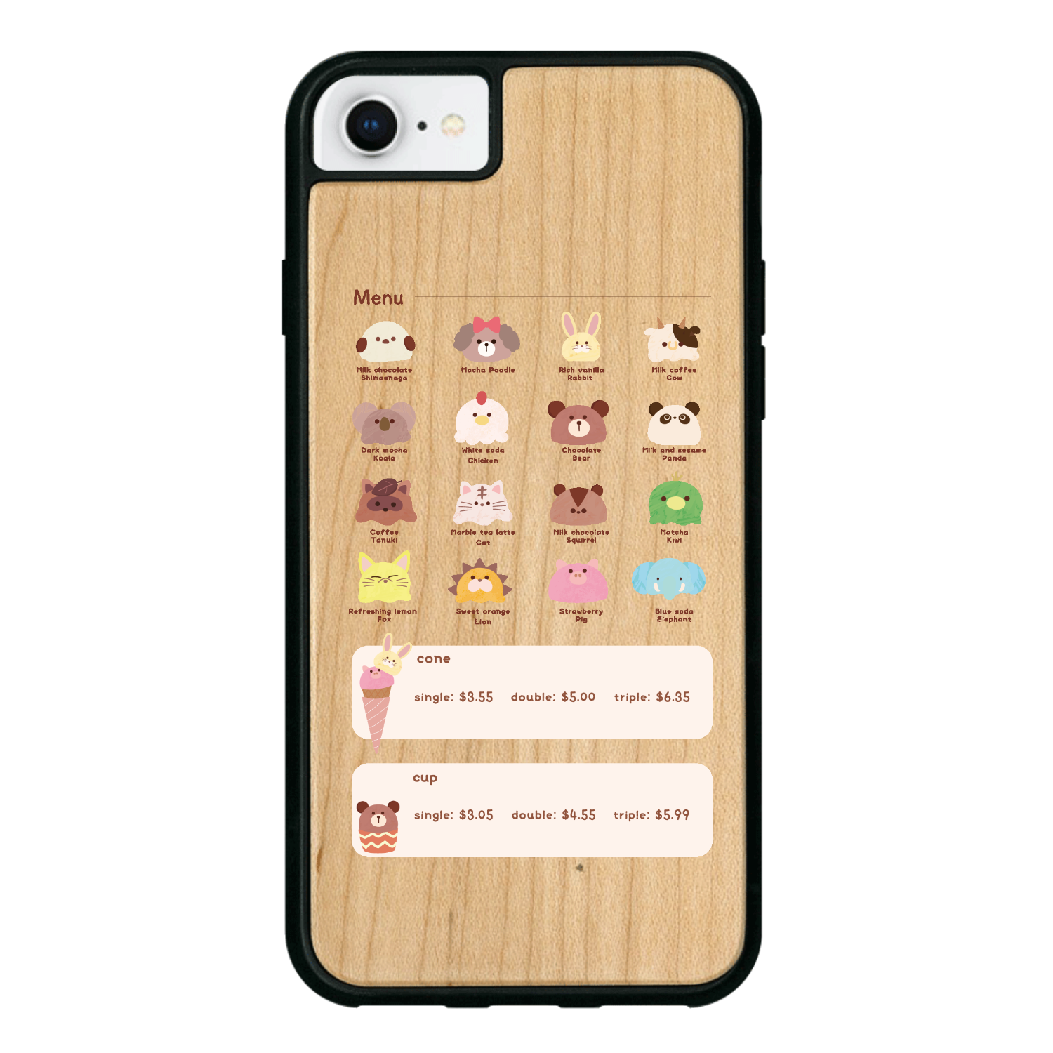 どうぶつのアイスクリーム屋さん iPhone7 ウッドケース