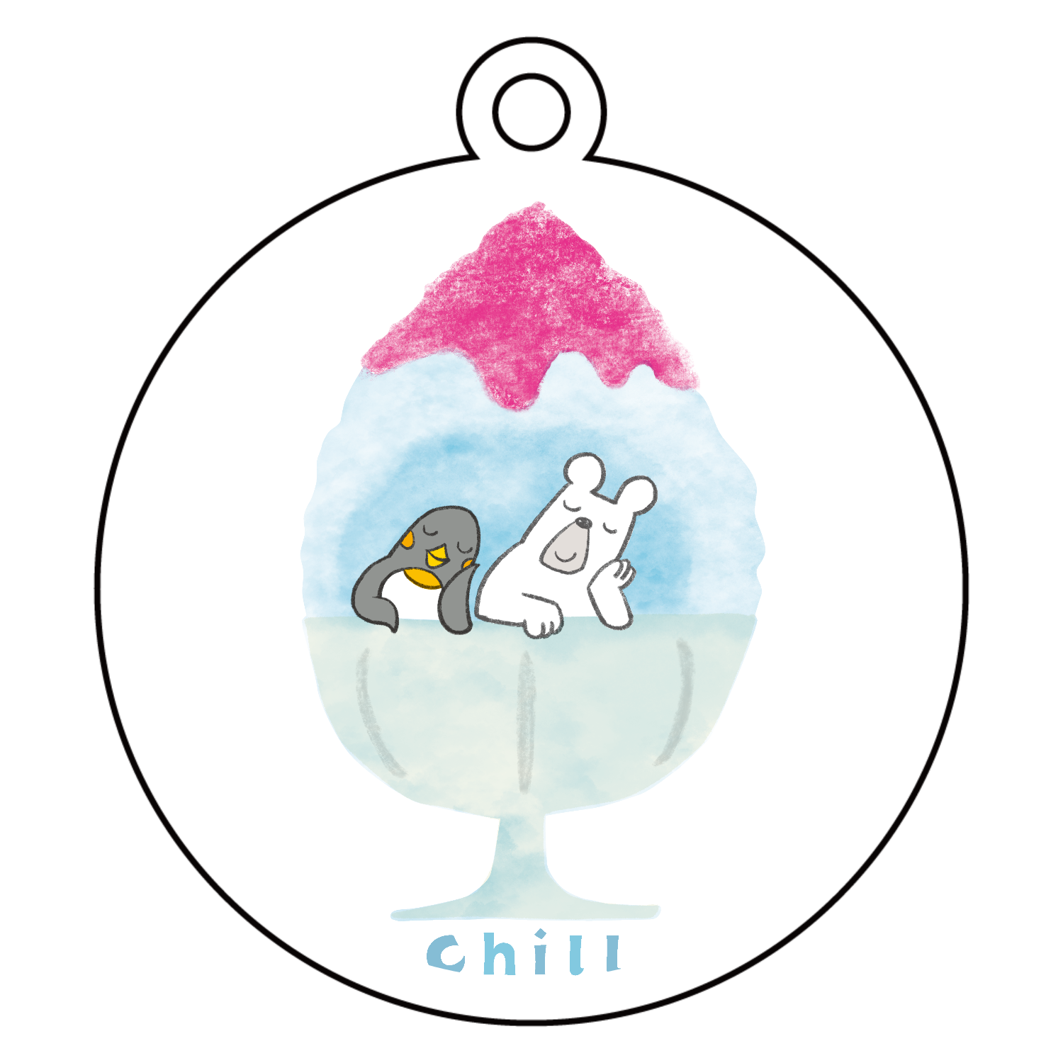 かき氷に住んでみた。 アクリルキーホルダー　丸型 (6cm)