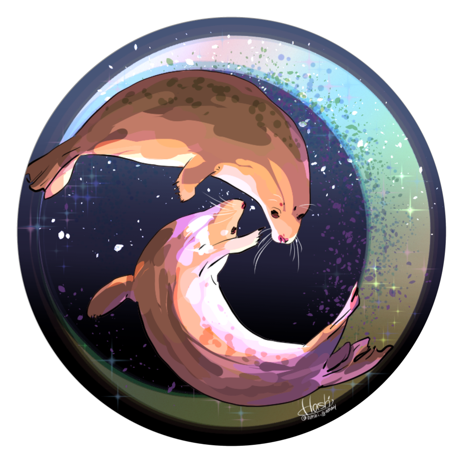 Seals dancing in the moonlit night コインケース