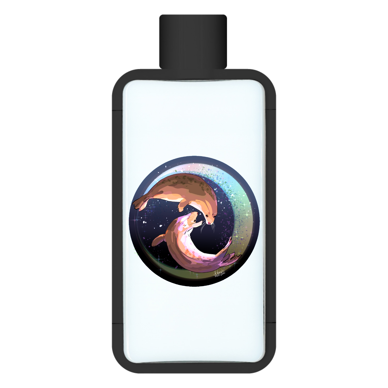 Seals dancing in the moonlit night フレームスクエアボトル