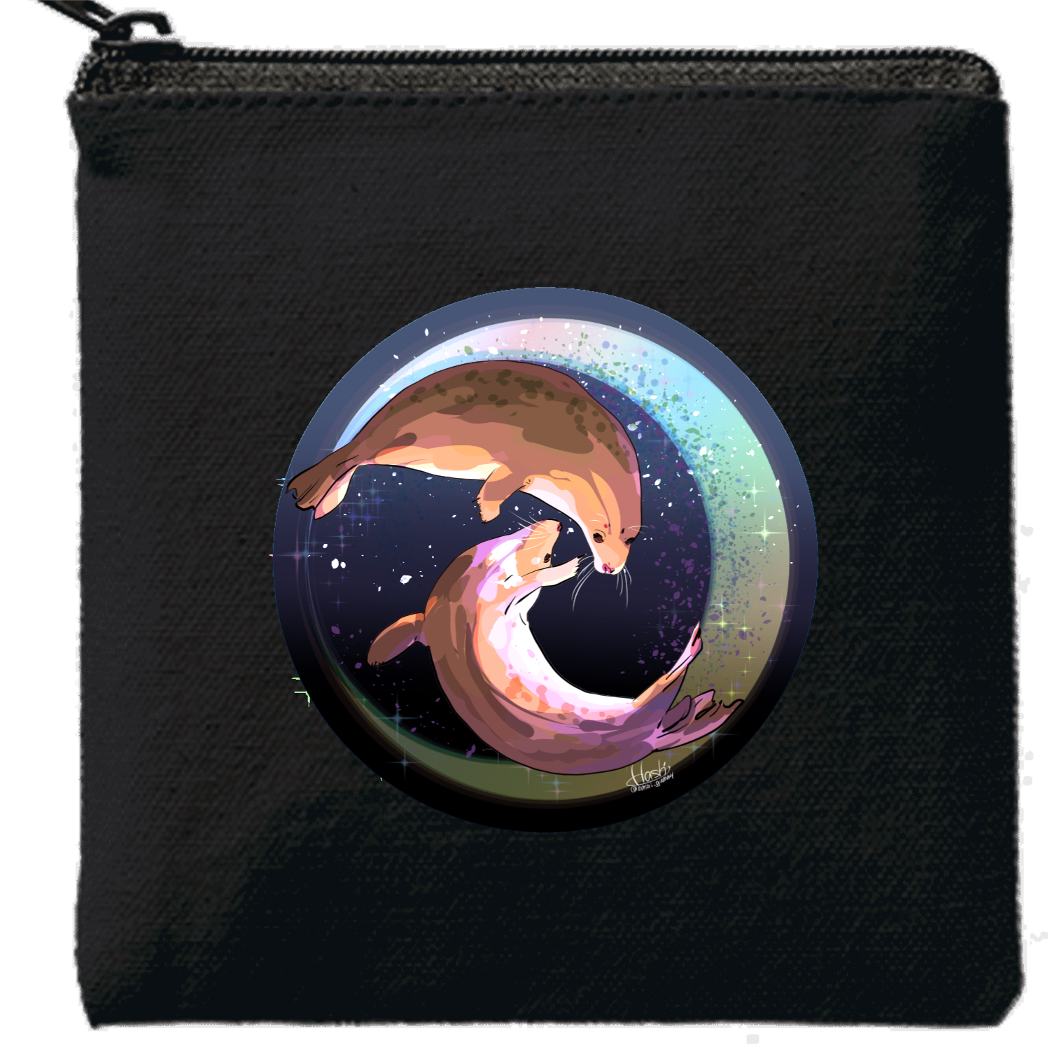 Seals dancing in the moonlit night キャンバスポーチ（SS）【白プリント有】