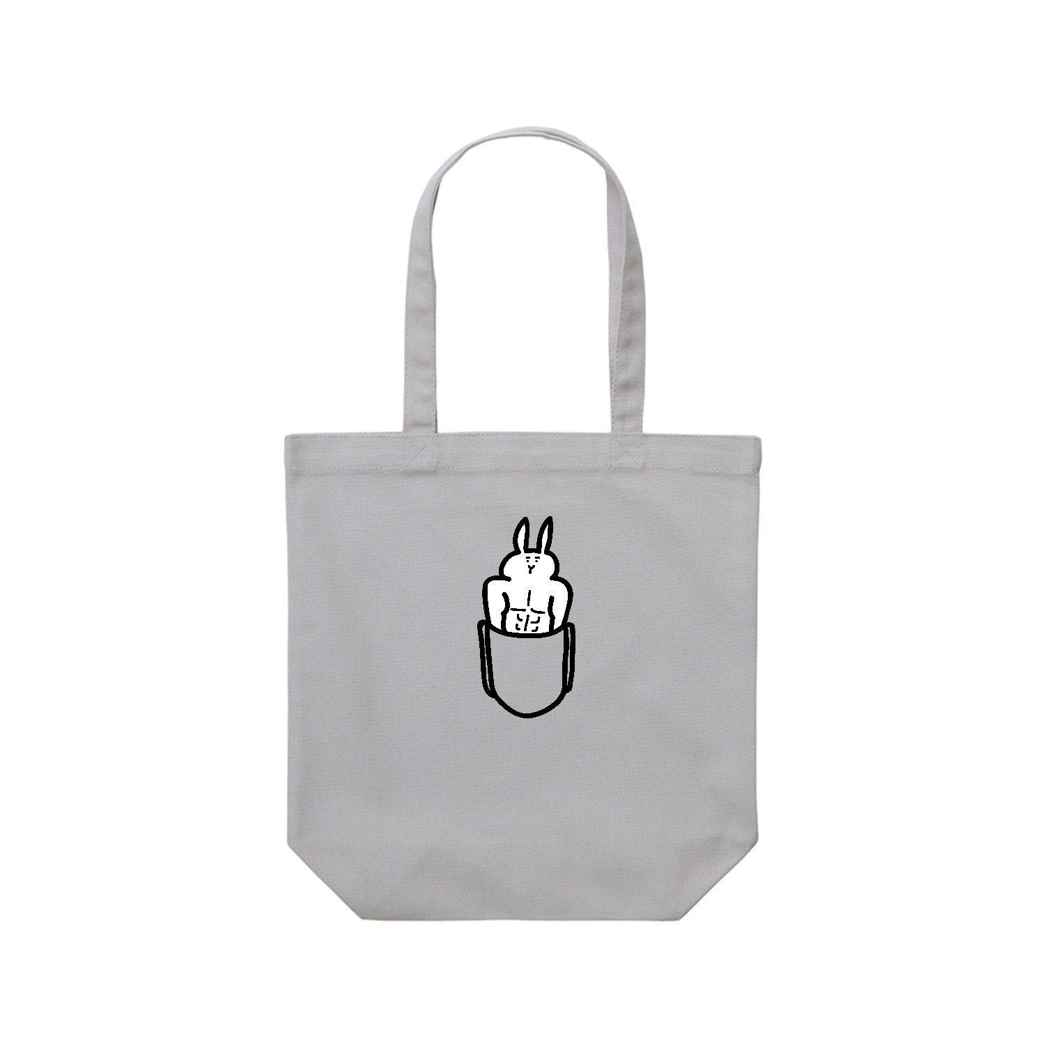 マッチョウサギポケット レギュラーキャンバストートバッグ(M) (フルカラー転写プリント)