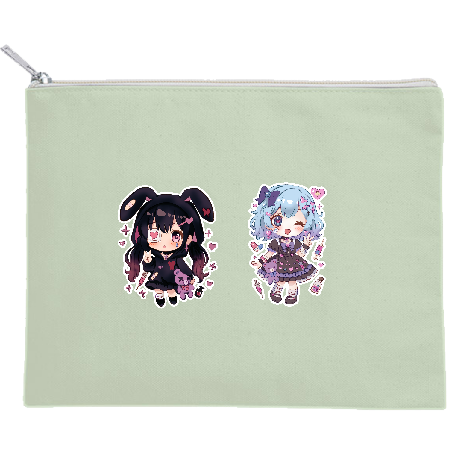 みるるちゃんとくろねちゃんグッズキャンバスフラットポーチ（M
