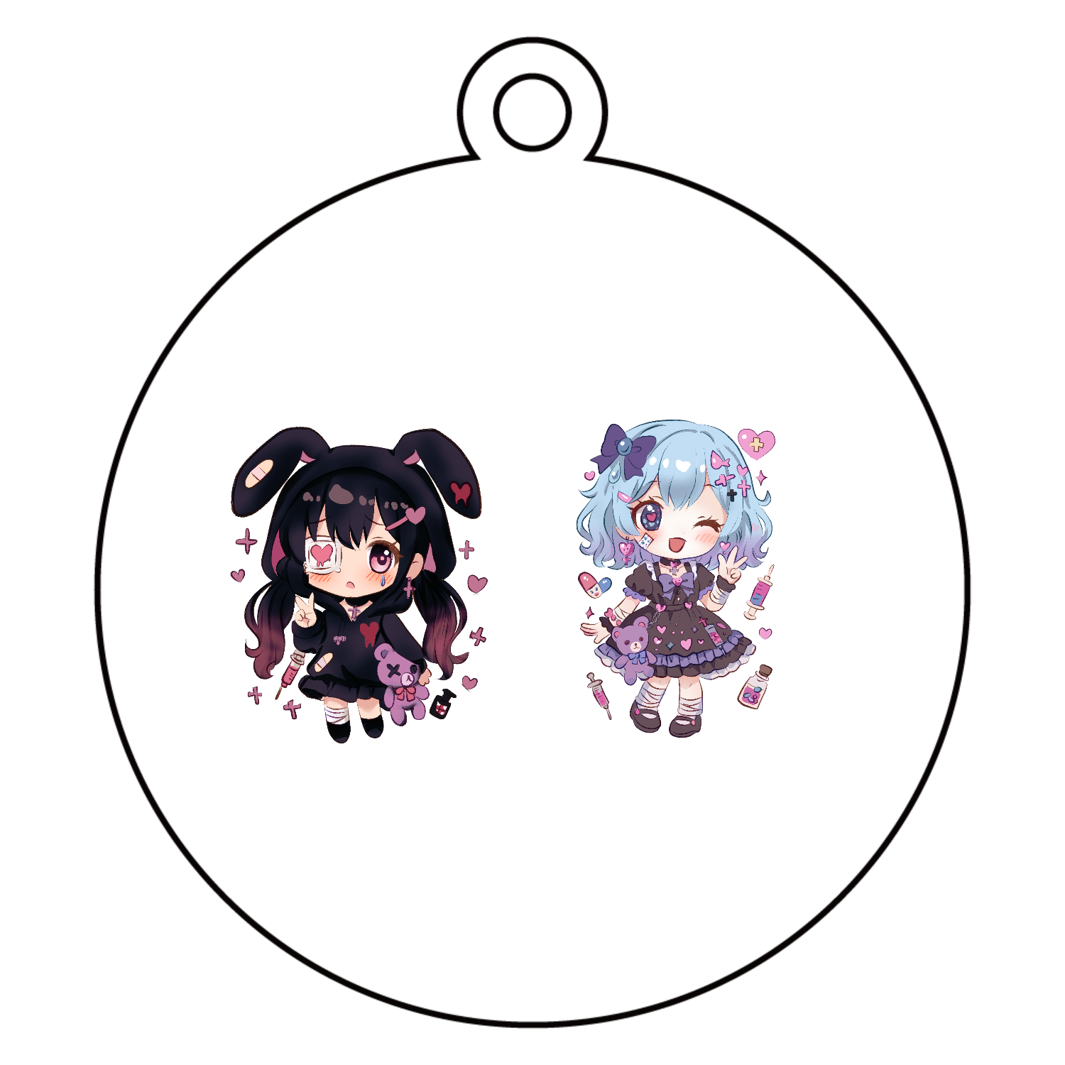 みるるちゃんとくろねちゃんグッズ アクリルキーホルダー　丸型 (6cm)