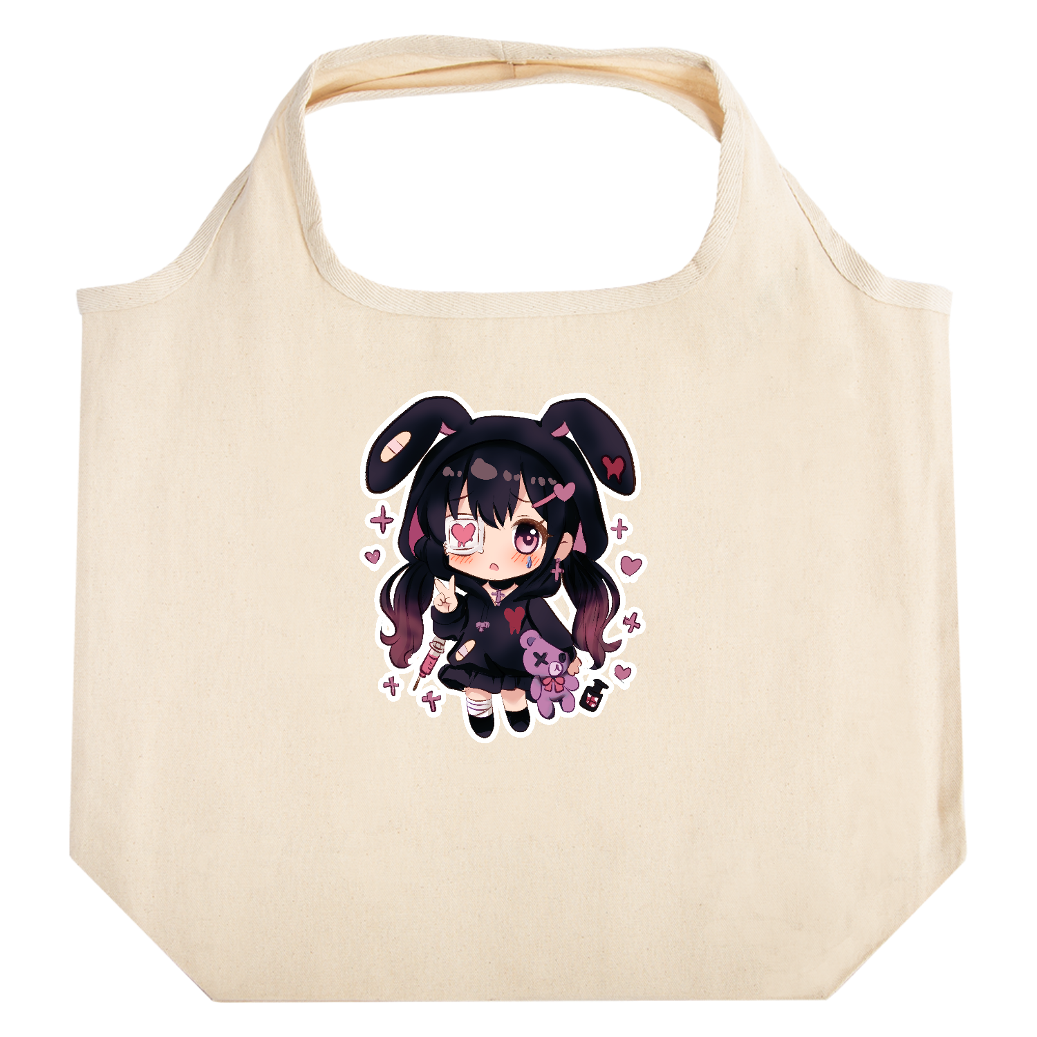 くろねちゃんグッズ たためるマルシェ【白プリントあり】