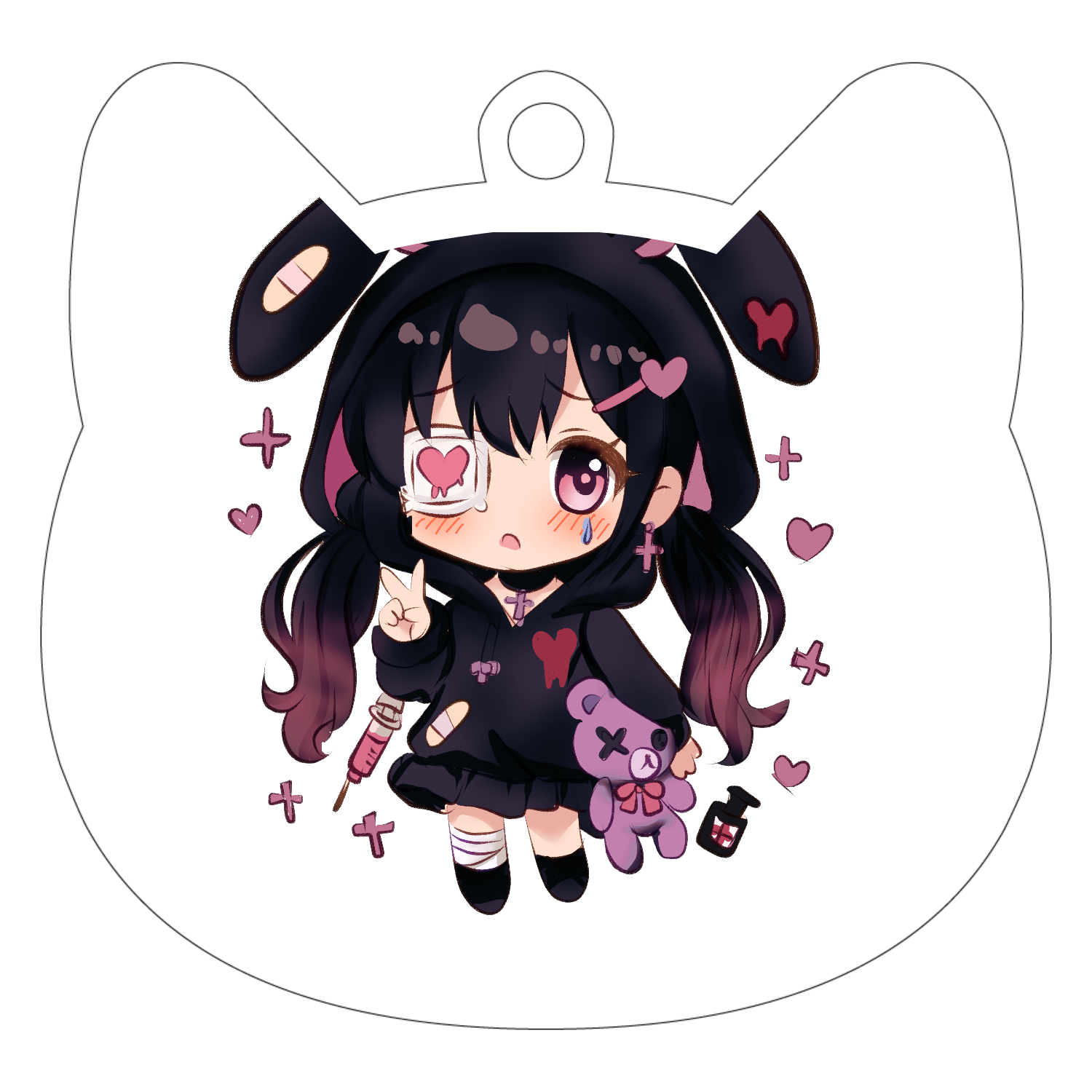 くろねちゃんグッズ ネコ型アクリルキーホルダー(4cm)