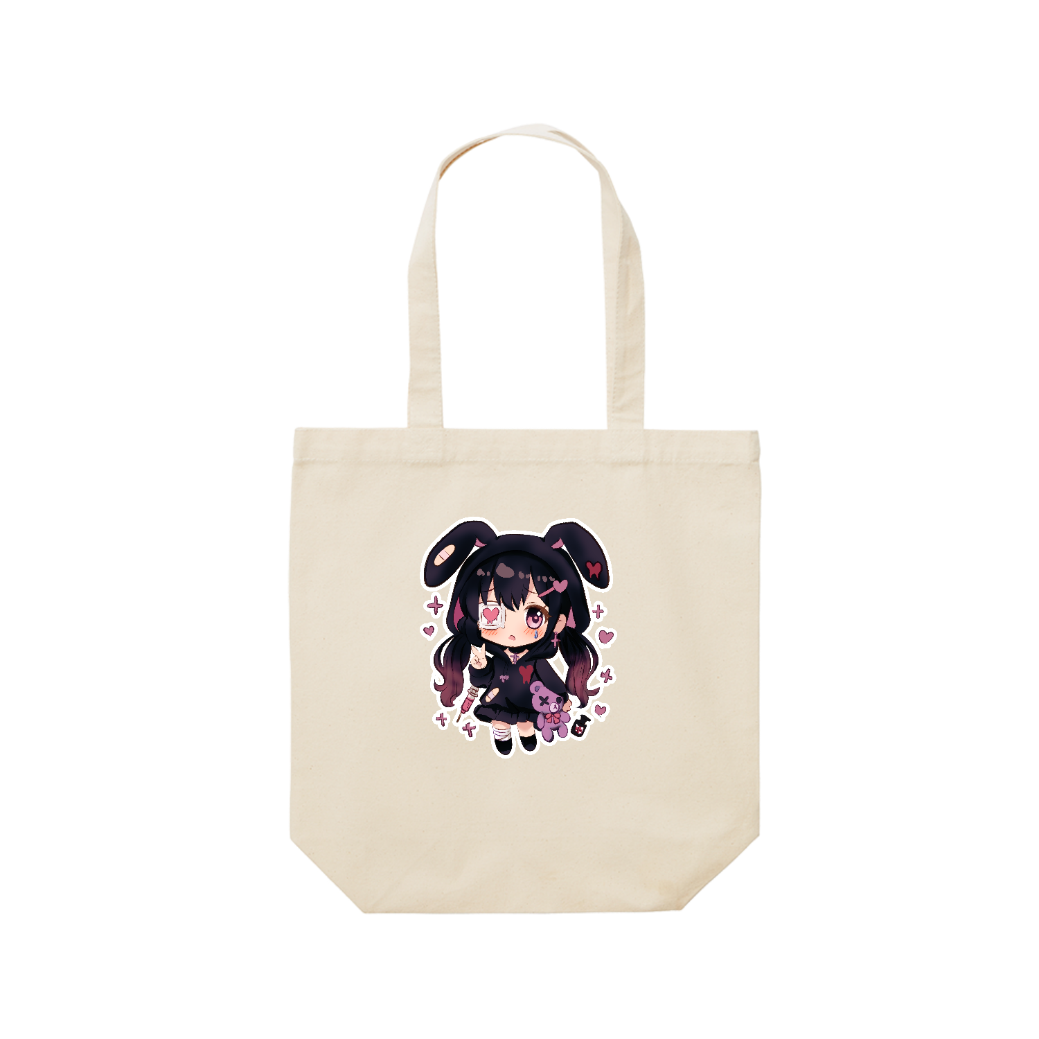 くろねちゃんグッズ レギュラーキャンバストートバッグ(M) (フルカラー転写プリント)