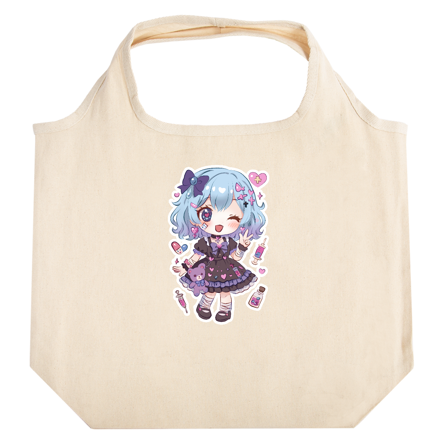 みるるちゃんぐっず たためるマルシェ【白プリントあり】