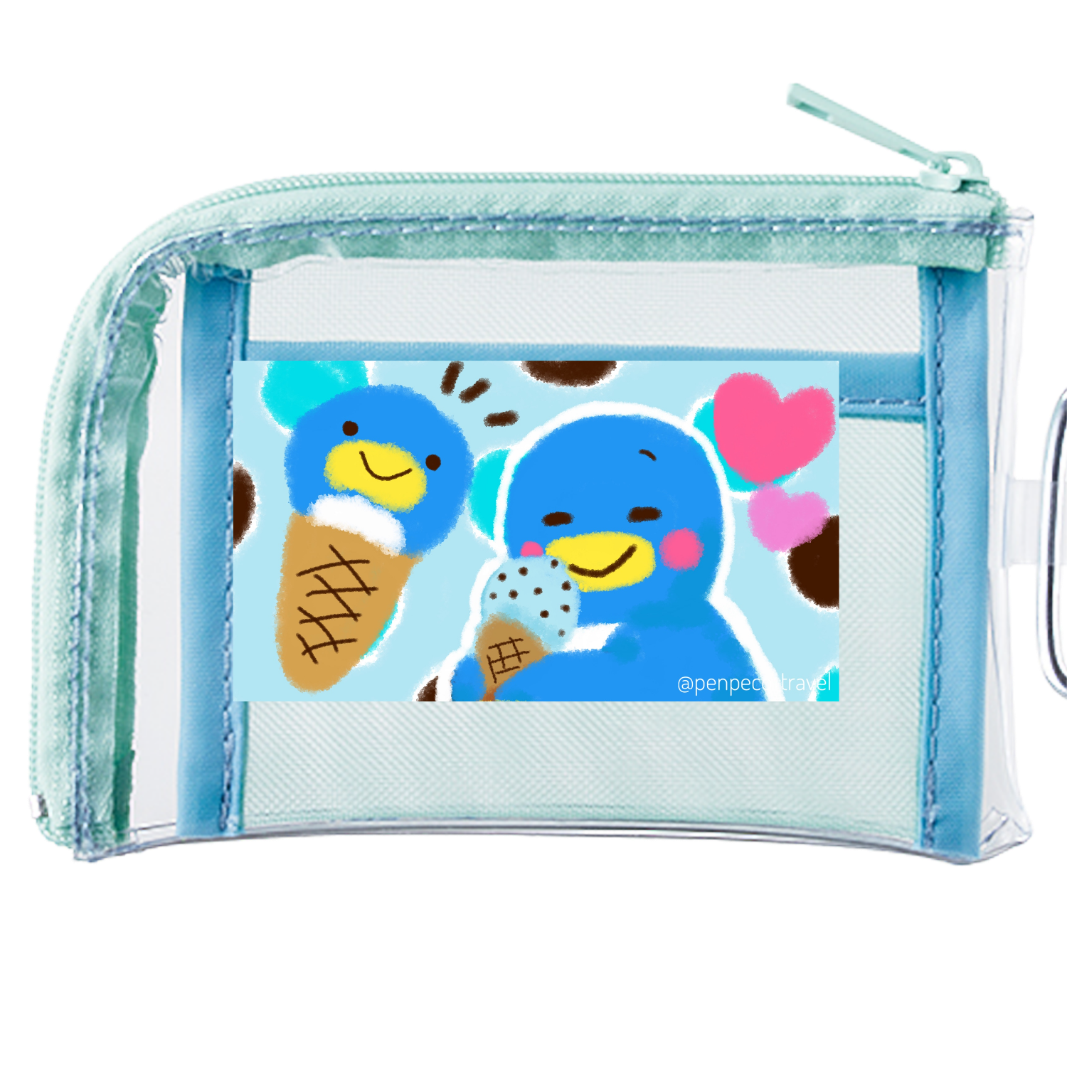 【ぺんぺこアイスクリーム】メッシュポーチ メッシュポケットクリアミニポーチ