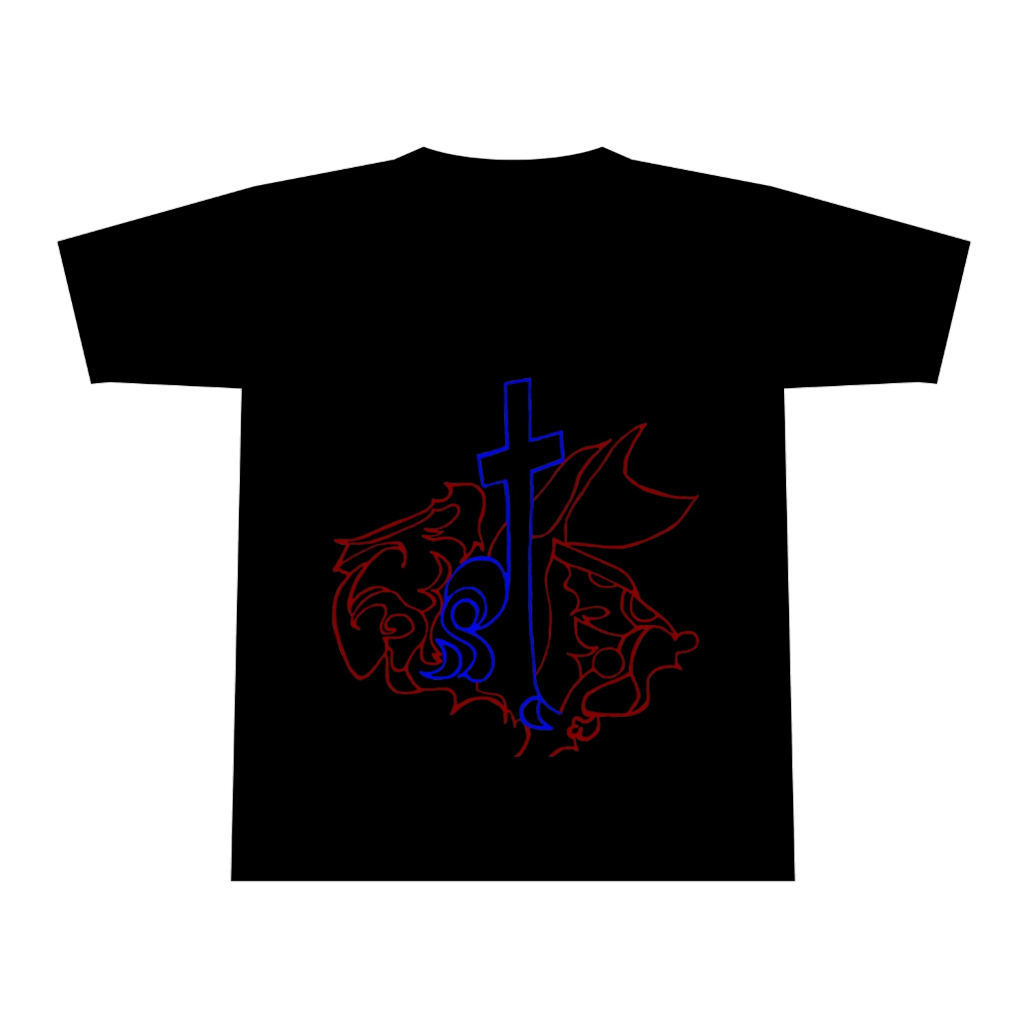 赤と青の旋律 全面インクジェットTシャツ(XL)