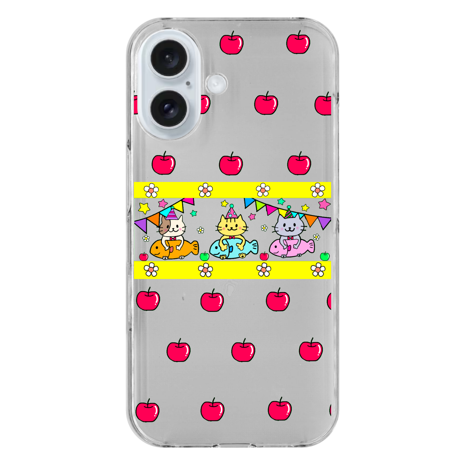 仲良しねこ　スマホケース iPhone16 (透明)(ハードケース)