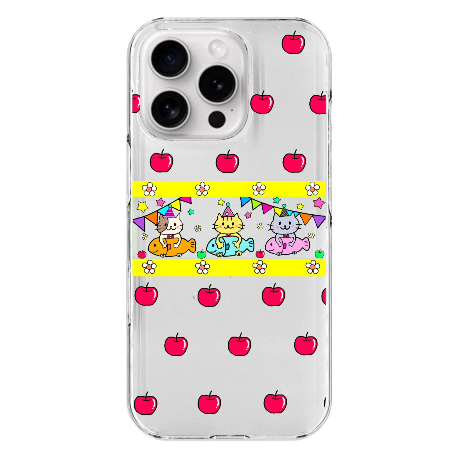 仲良しねこ スマホケースiPhone16 Pro (透明)(ハードケース)の