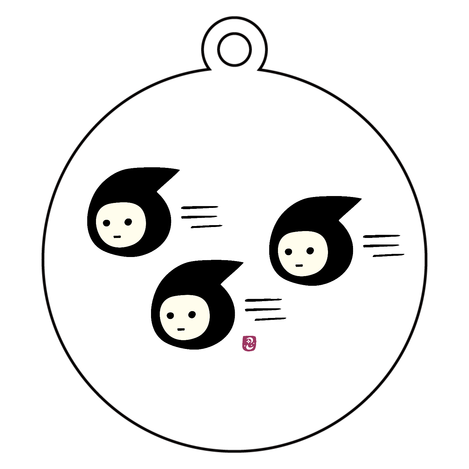 しのび三連星 アクリルキーホルダー　丸型 (6cm)