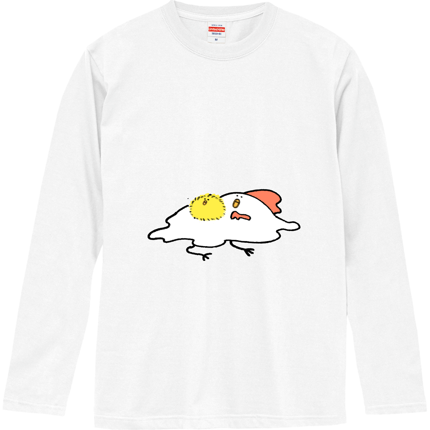 目玉焼きニワトリ ロングスリーブTシャツ