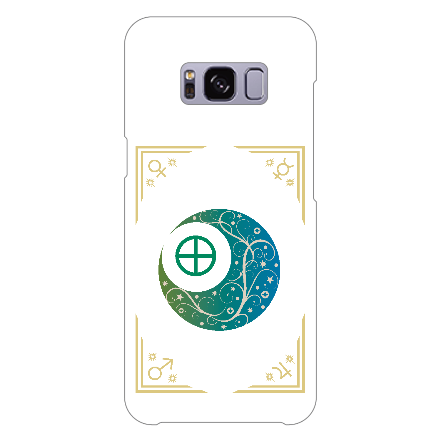 オリエンタルな月と惑星と地球と。／スマホケース Galaxy S8 (SC-02J)(白)
