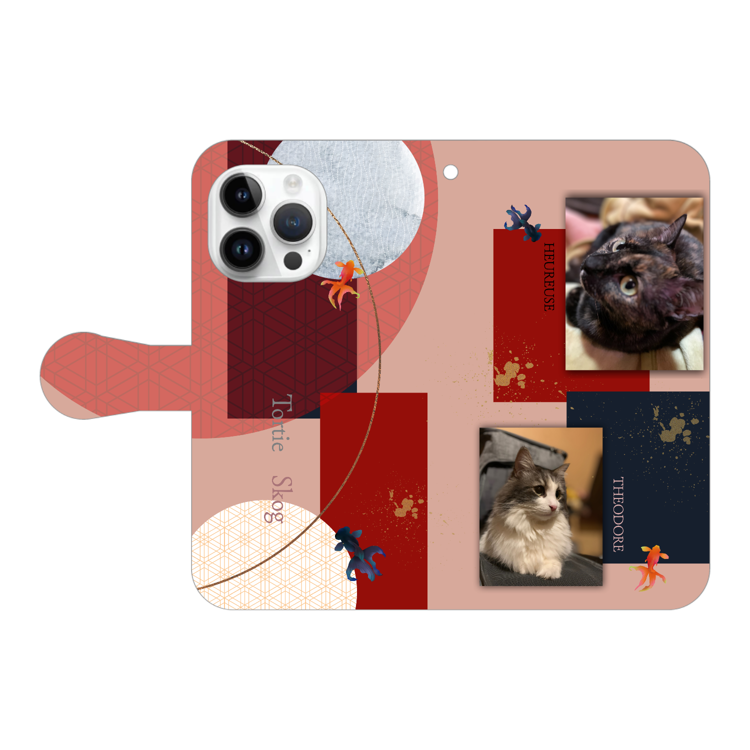 機種、写真、文字の差し替え対応手帳型スマホケース iPhone15 Pro 手帳型スマホケース