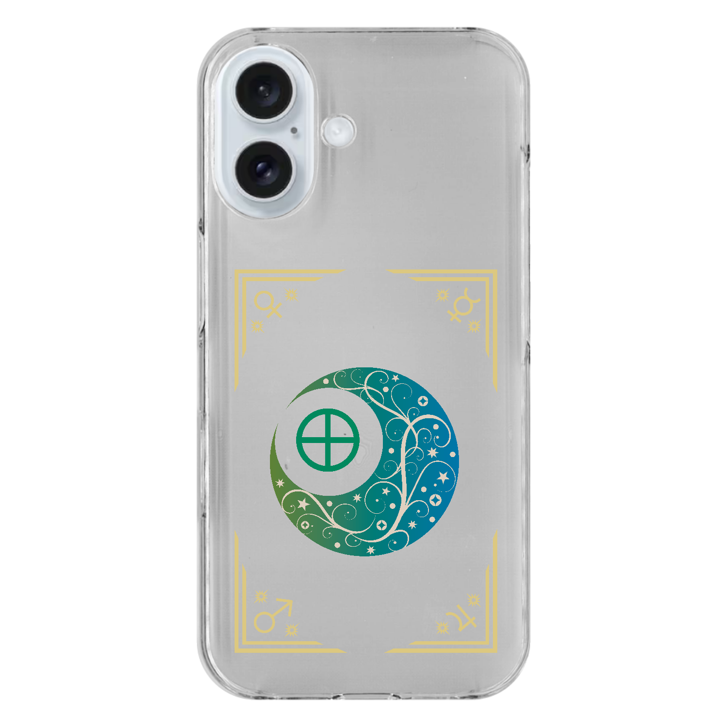 オリエンタルな月と惑星と地球と。／スマホケース iPhone16 (透明)(ハードケース)