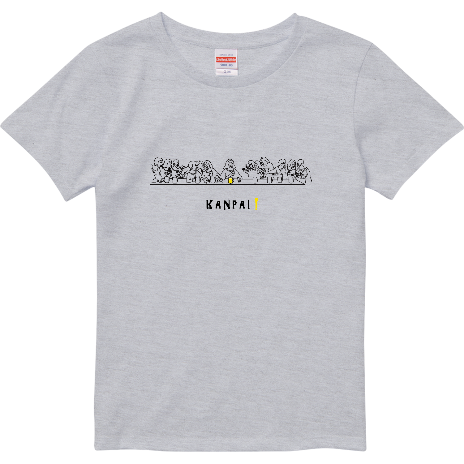 最後の晩餐×BEER 黒線画 | ハイクオリティーTシャツ（ガールズ） ハイクオリティーTシャツ（ガールズ）