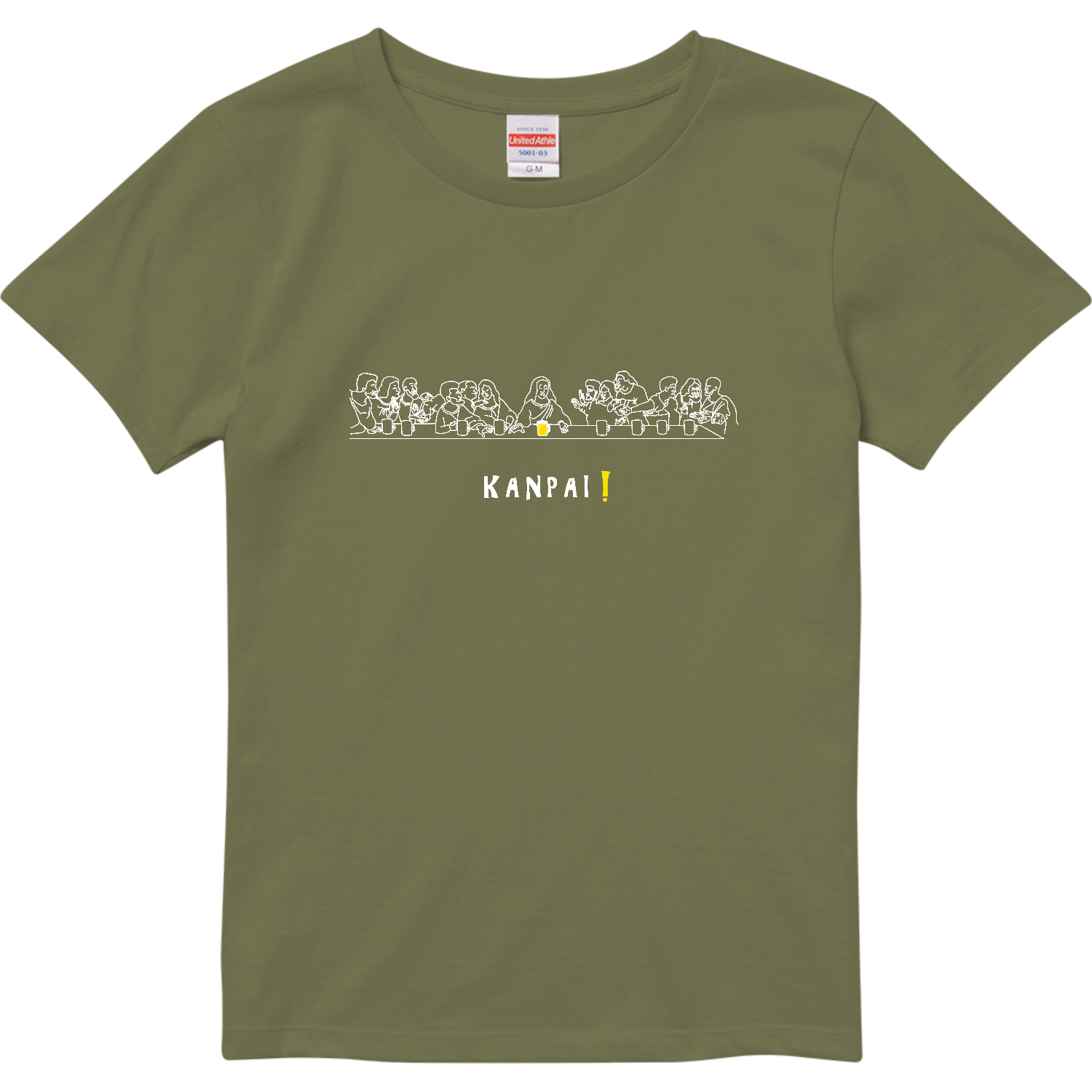 最後の晩餐×BEER 白線画 | ハイクオリティーTシャツ（ガールズ） ハイクオリティーTシャツ（ガールズ）