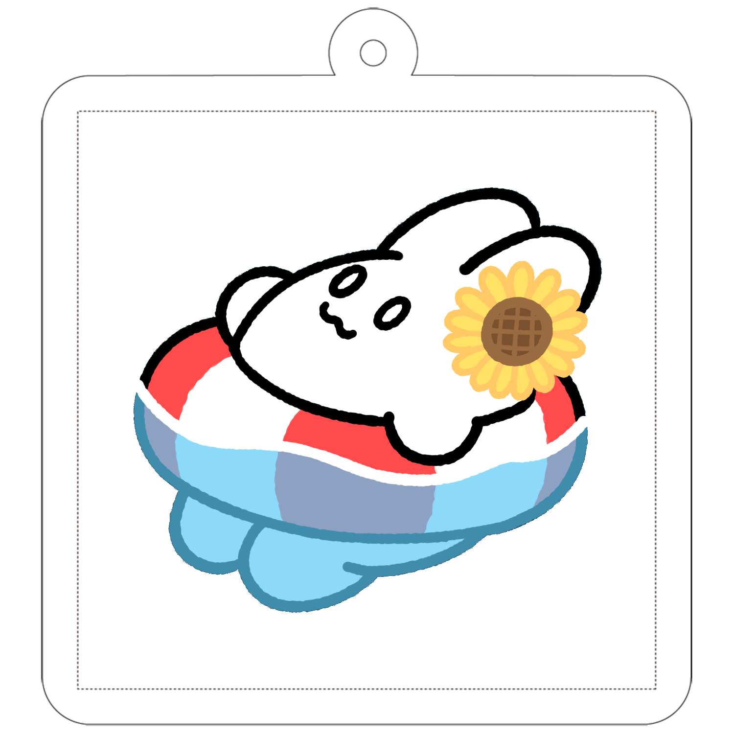 ぷかぷかうさぎ（うさぎだけ） 50×50mm アクリルキーホルダー(正方形)