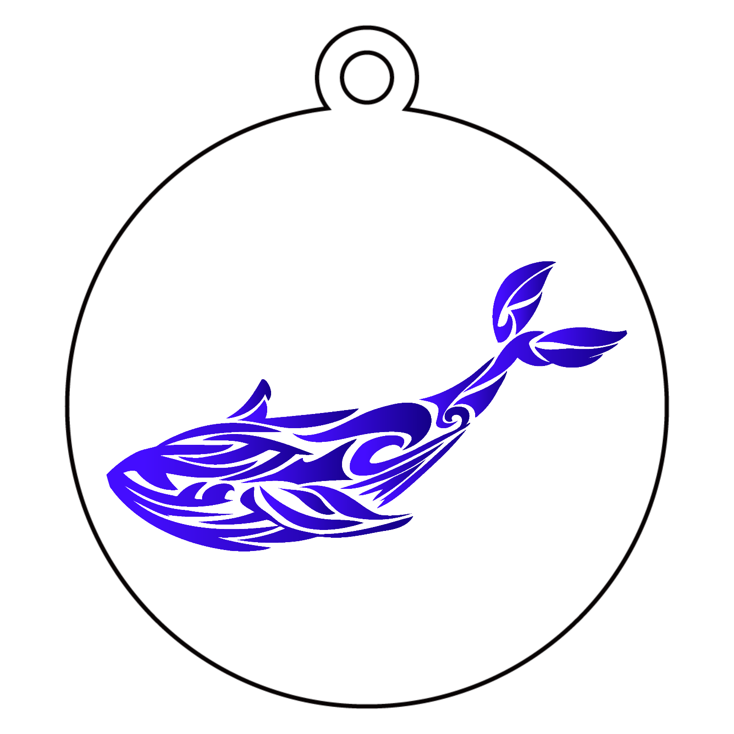 くじらのトライバルアート アクリルキーホルダー　丸型 (6cm)