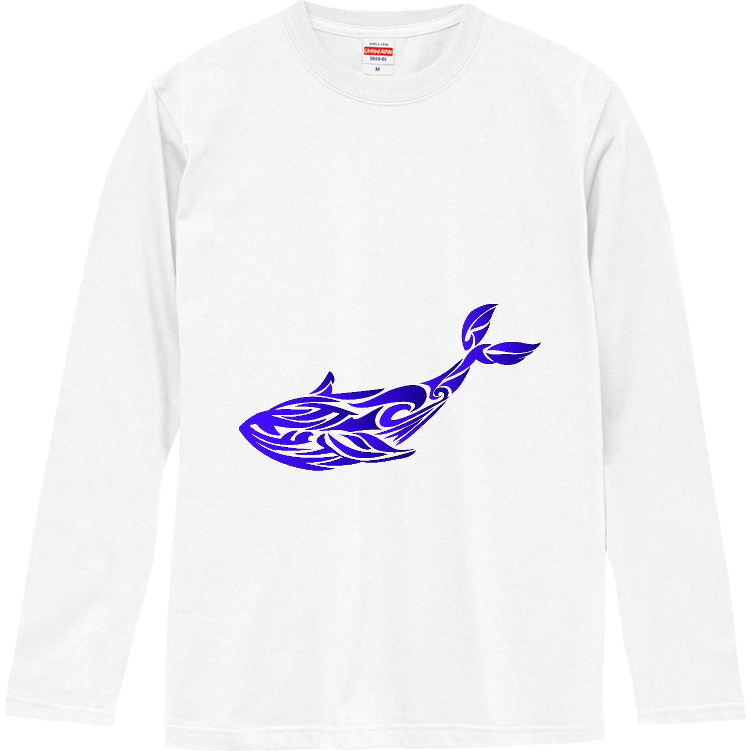 くじらのトライバルアート ロングスリーブTシャツ