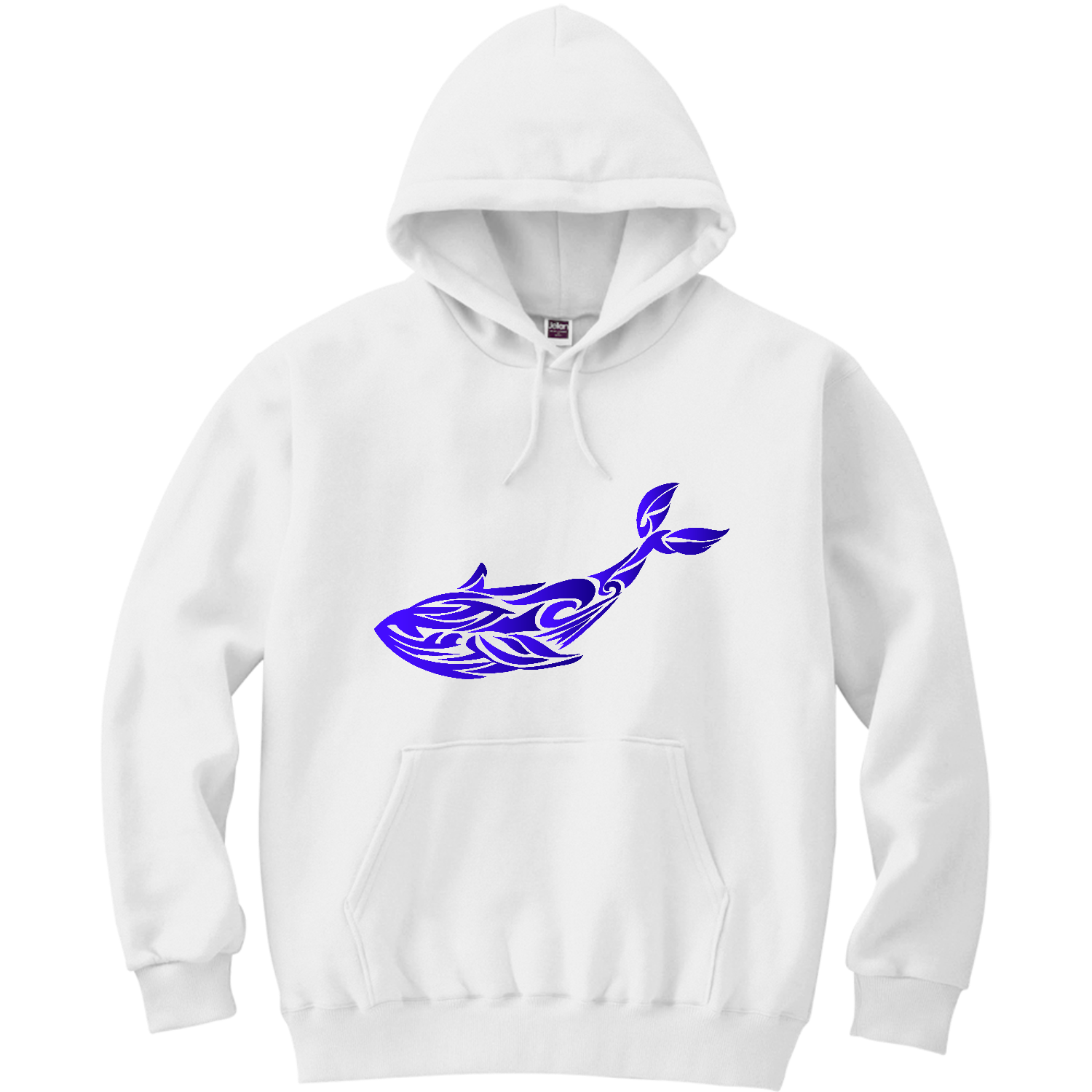 くじらのトライバルアート 軽量プルパーカー (長袖プリント)